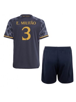 Billige Real Madrid Eder Militao #3 Bortedraktsett Barn 2023-24 Kortermet (+ Korte bukser)